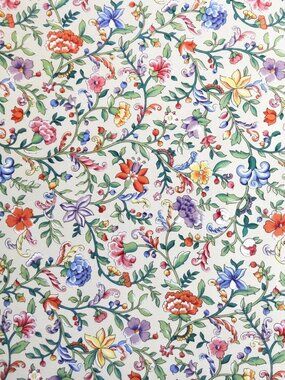 Vintage P. Kaufmann Tan Metropolitan Museum Chintz Floral Upholstery Fabric 2.5